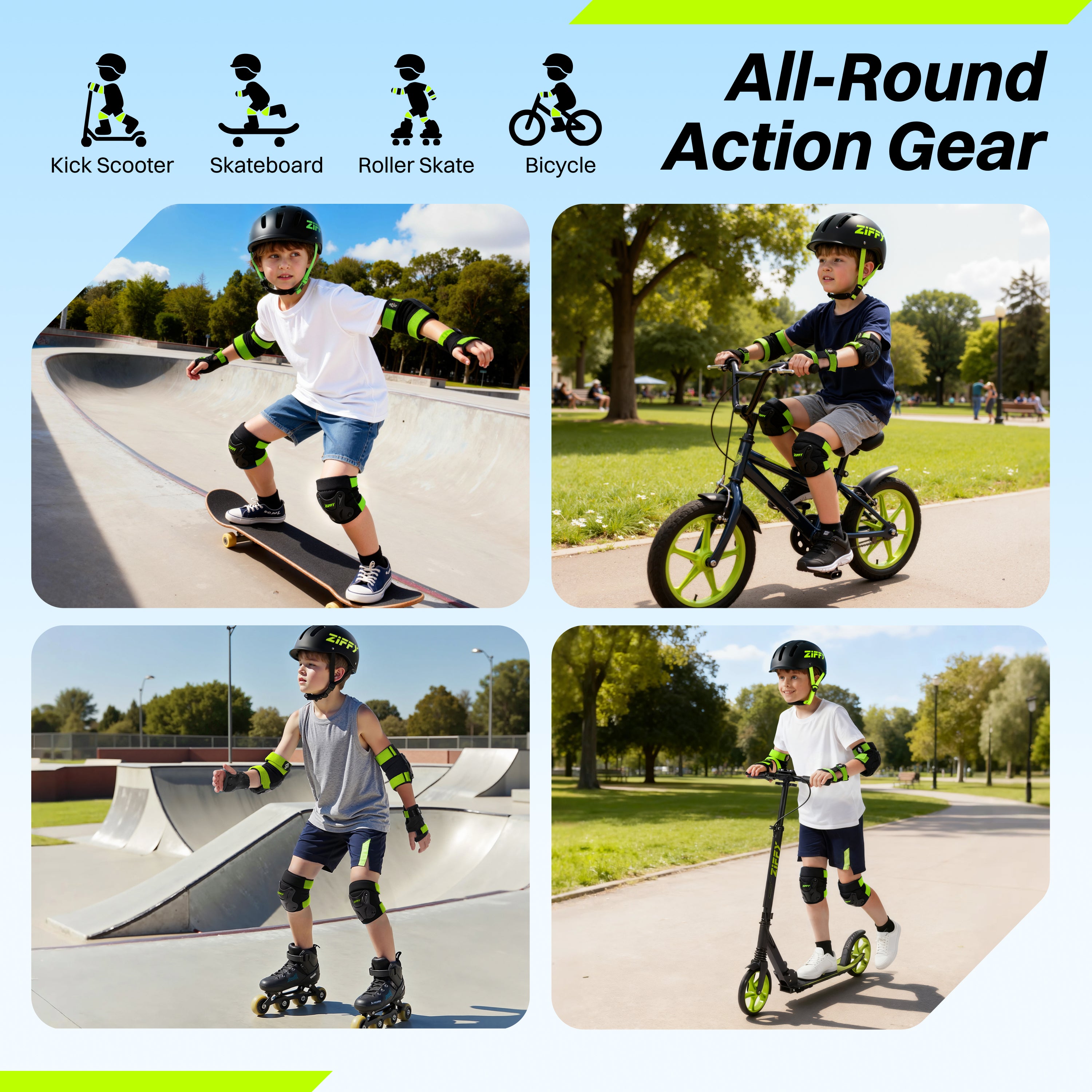 ZIFFY Kids Protective Wrist, Elbow & Knee Pads