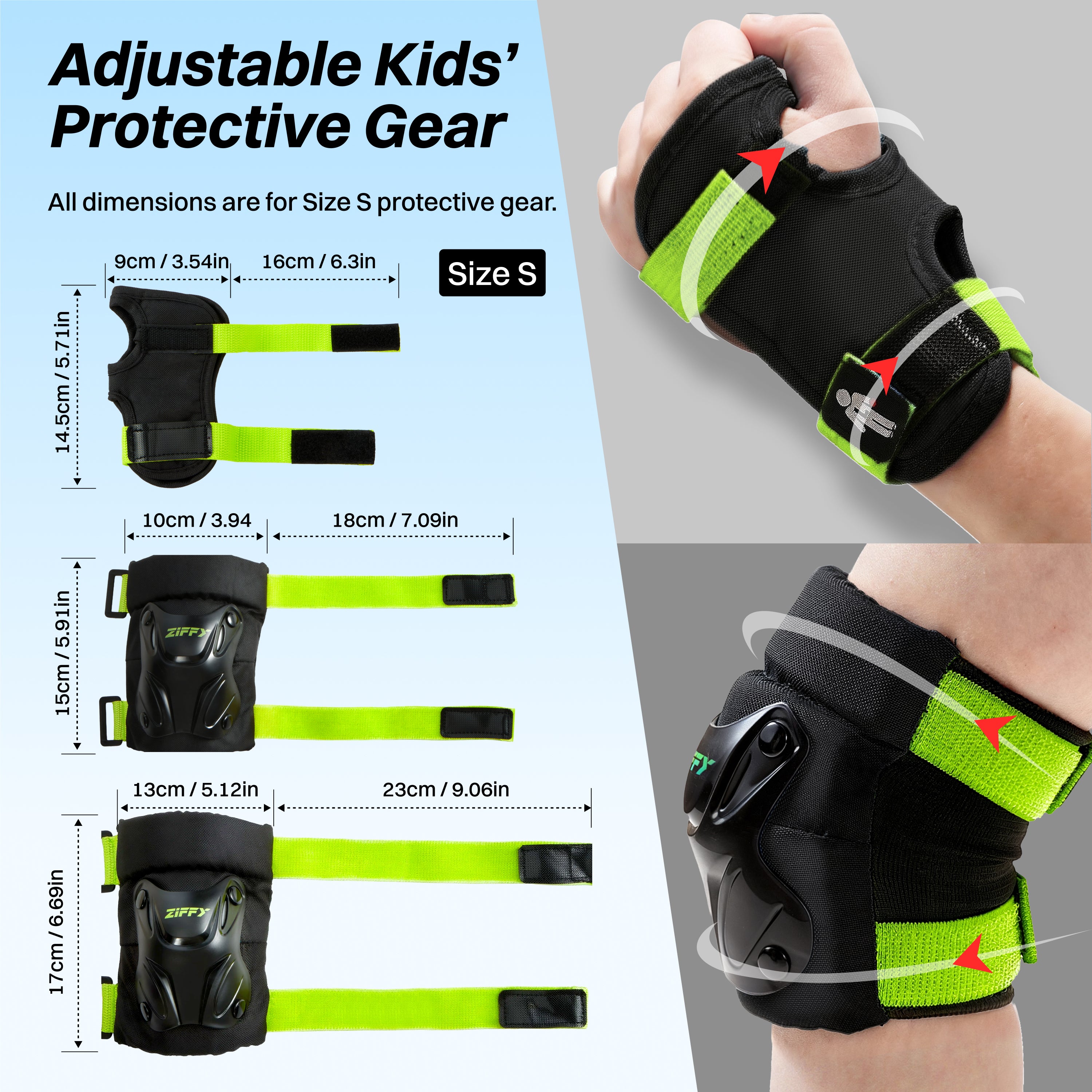 ZIFFY Kids Protective Wrist, Elbow & Knee Pads