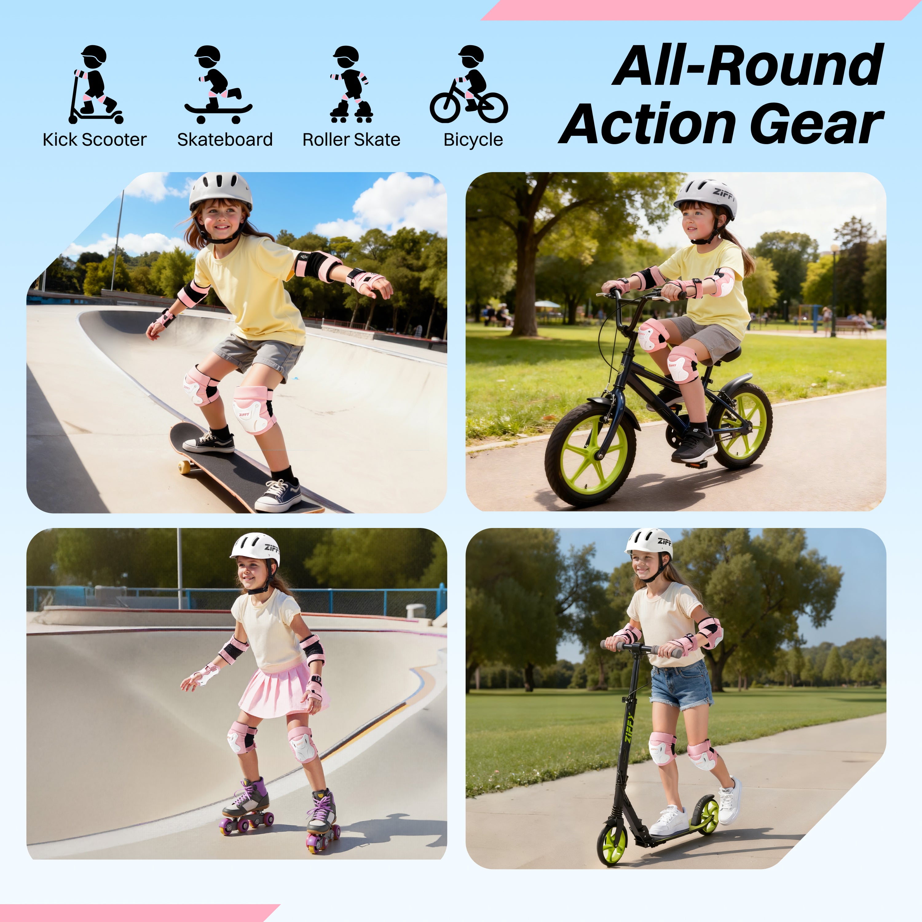 ZIFFY Kids Protective Wrist, Elbow & Knee Pads