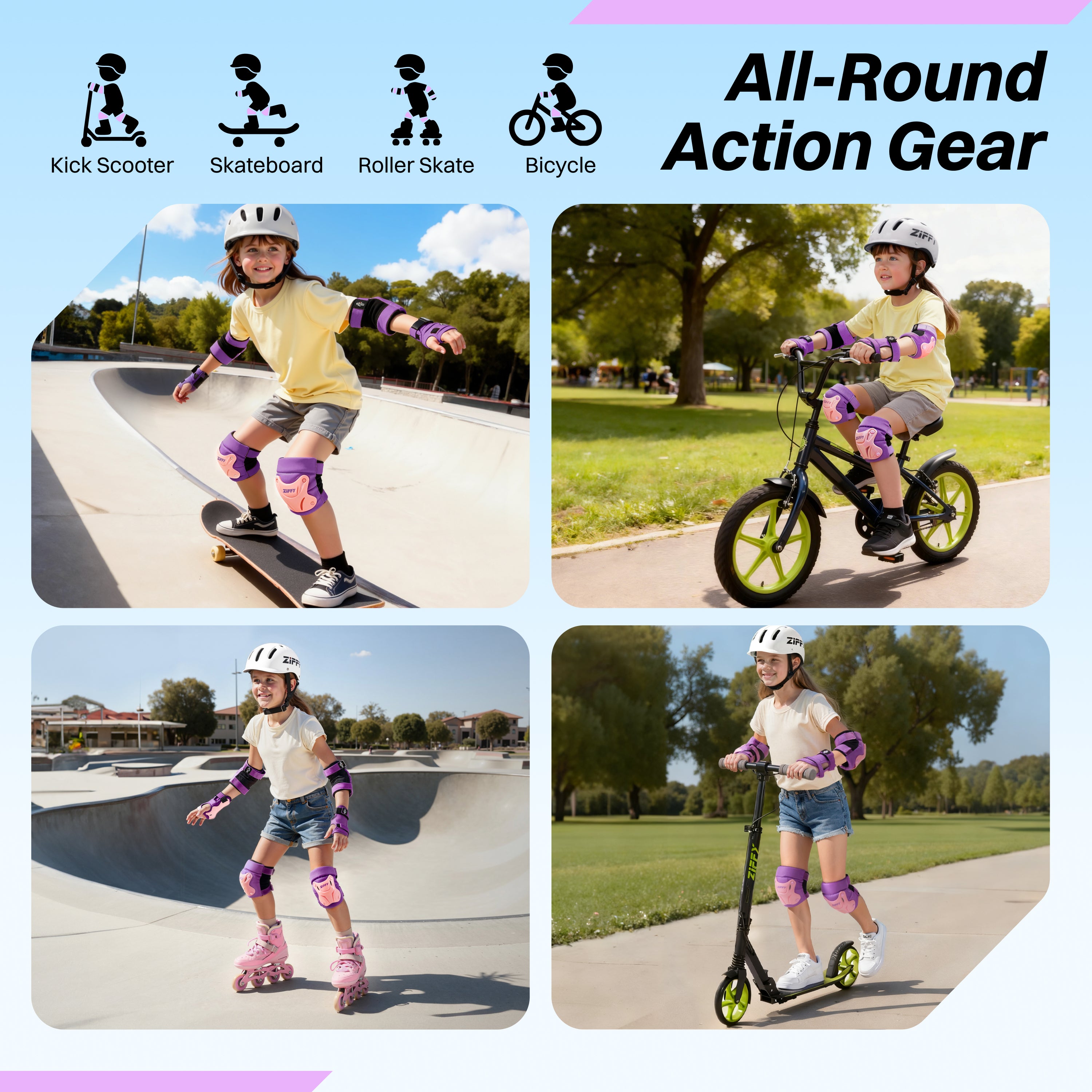 ZIFFY Kids Protective Wrist, Elbow & Knee Pads