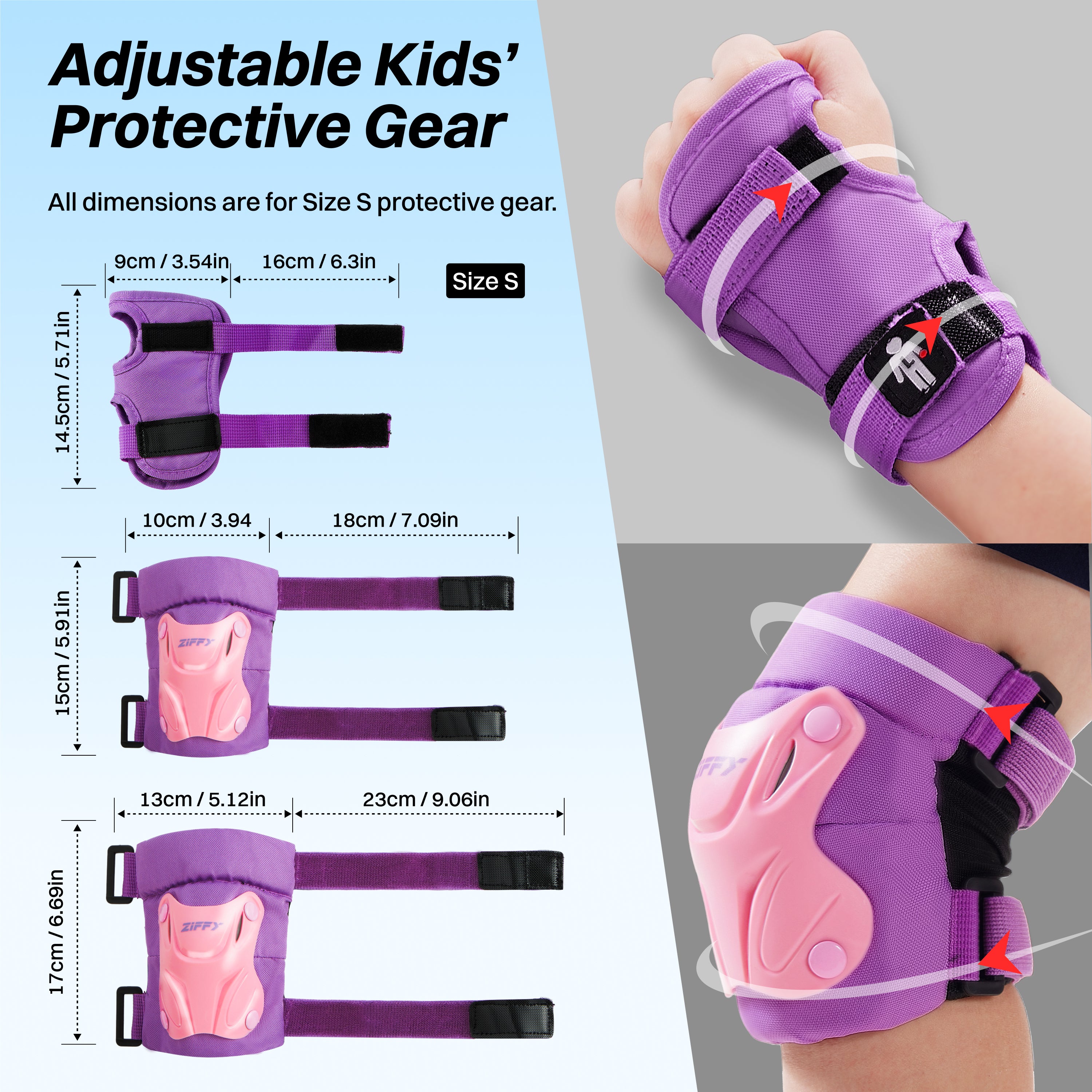 ZIFFY Kids Protective Wrist, Elbow & Knee Pads