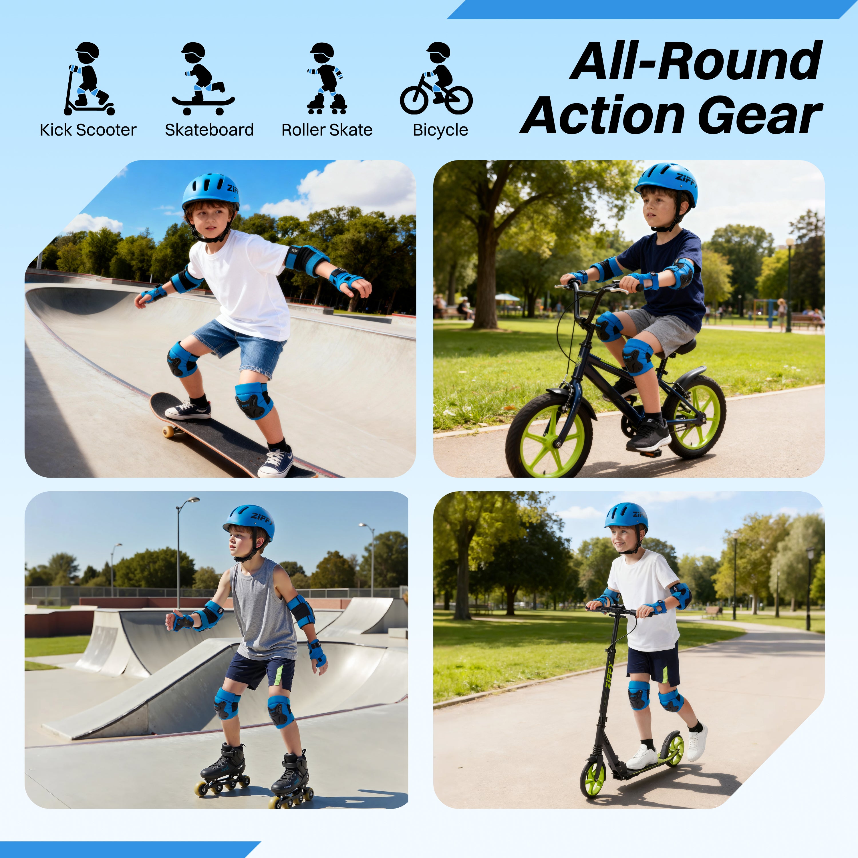 ZIFFY Kids Protective Wrist, Elbow & Knee Pads